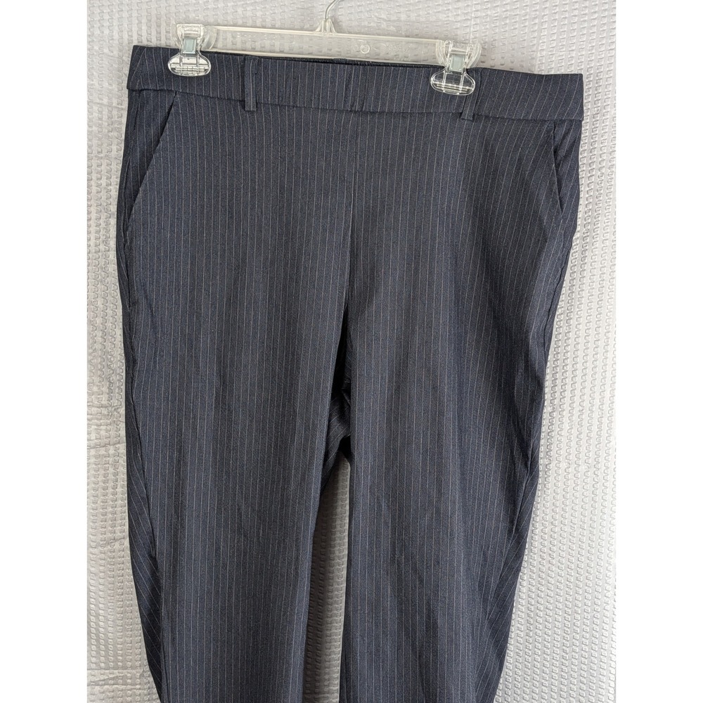 Rafaella Womens Size 14 Black Pinstripe Dress Pants Trouser Flat Front Straight